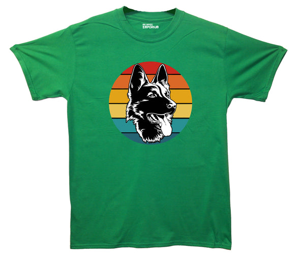 Colourful German Shepherd Green Printed T-Shirt