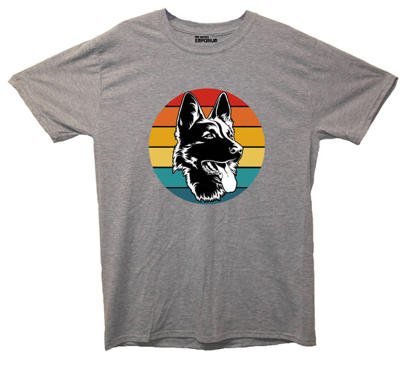 Colourful German Shepherd Grey Printed T-Shirt