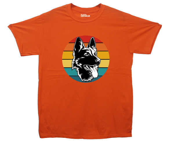 Colourful German Shepherd Orange Printed T-Shirt
