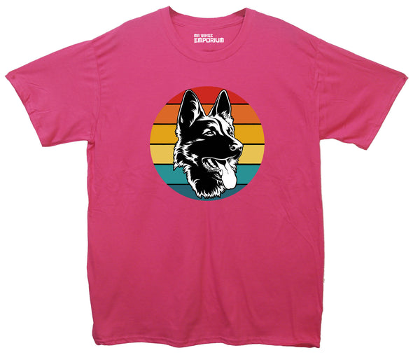 Colourful German Shepherd Pink Printed T-Shirt