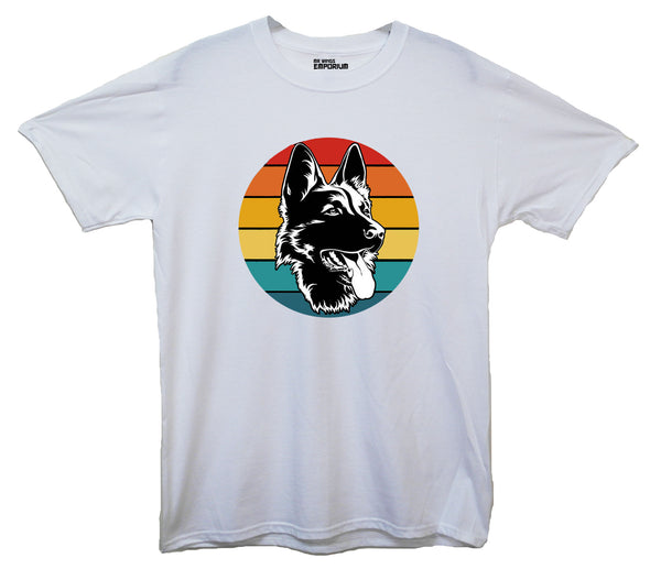 Colourful German Shepherd White Printed T-Shirt