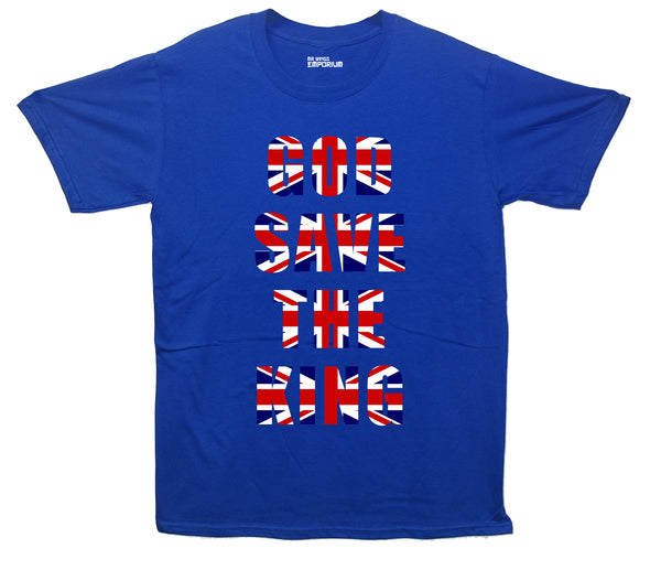 God Save The King Union Jack Blue Printed T-Shirt