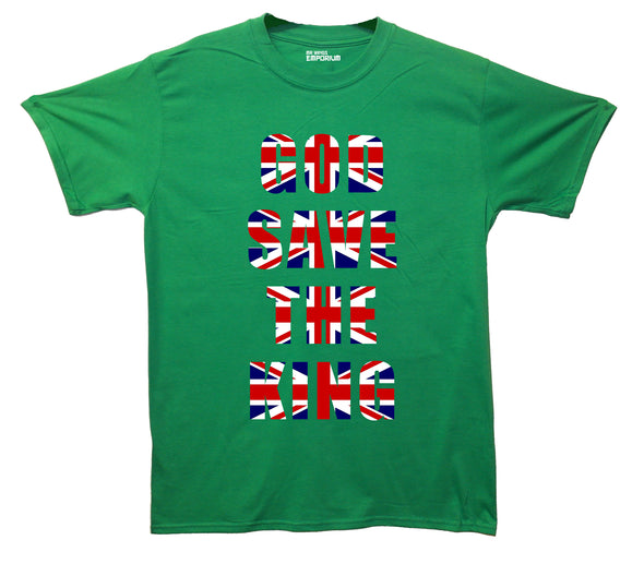 God Save The King Union Jack Green Printed T-Shirt