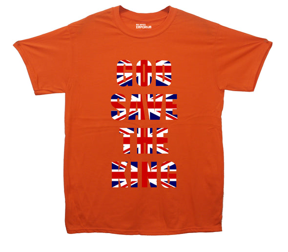 God Save The King Union Jack Orange Printed T-Shirt