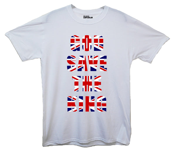 God Save The King Union Jack White Printed T-Shirt