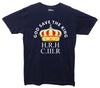 God Save The King H.R.H C.III.R With a Crown Navy Printed T-Shirt