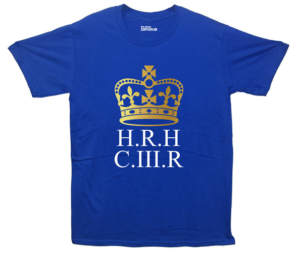 King Charles Gold Crown Coronation Blue Printed T-Shirt