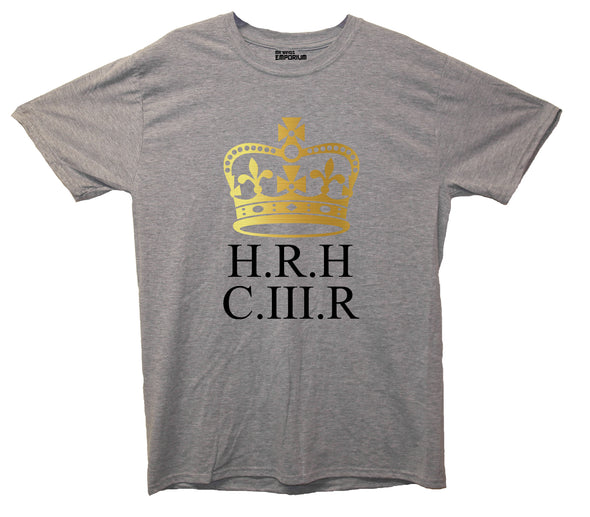 King Charles Gold Crown Coronation Grey Printed T-Shirt