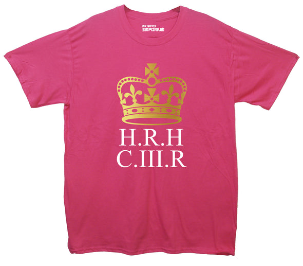 King Charles Gold Crown Coronation Pink Printed T-Shirt