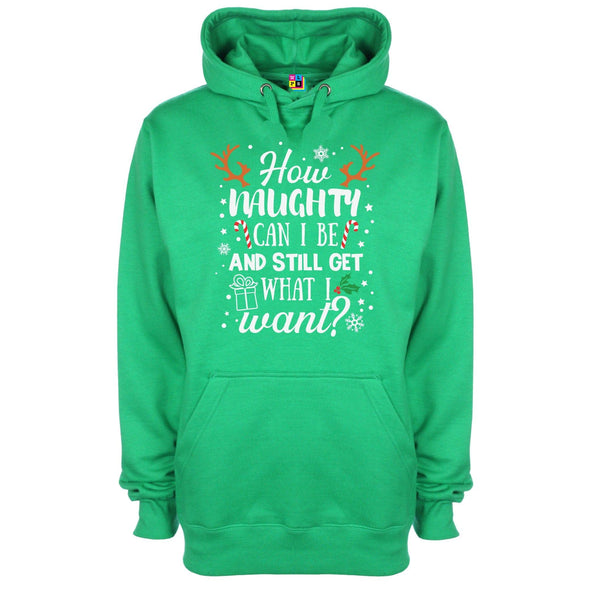 How Naughty Can I Be & Still Get What I Want Funny Christmas Printed Hoodie - Mr Wings Emporium 