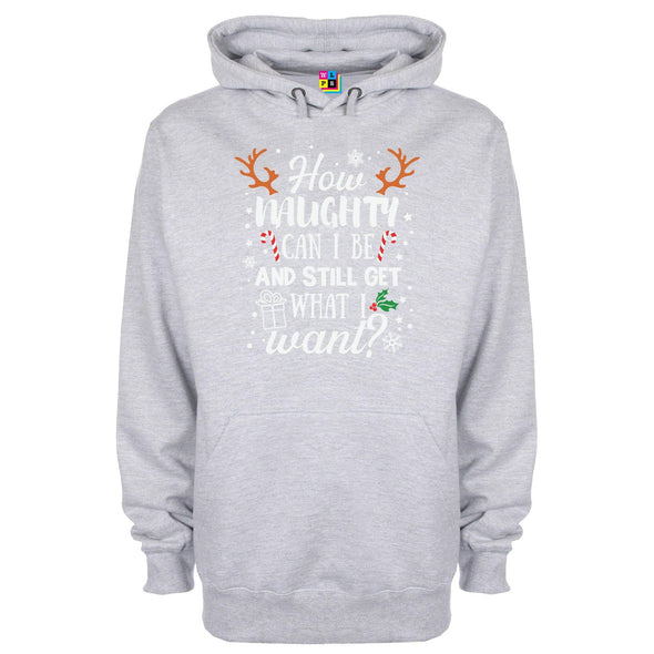 How Naughty Can I Be & Still Get What I Want Funny Christmas Printed Hoodie - Mr Wings Emporium 