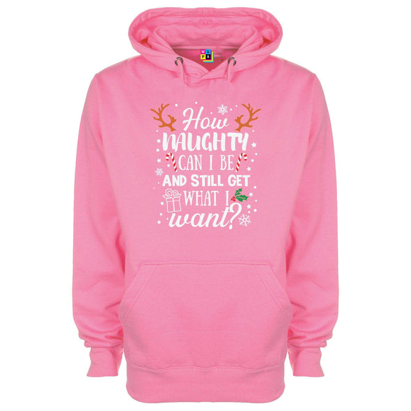 How Naughty Can I Be & Still Get What I Want Funny Christmas Printed Hoodie - Mr Wings Emporium 