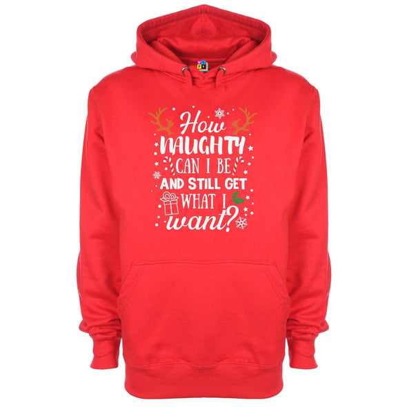 How Naughty Can I Be & Still Get What I Want Funny Christmas Printed Hoodie - Mr Wings Emporium 