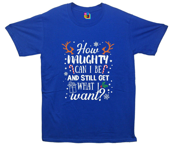 How Naughty Can I Be & Still Get What I Want Funny Christmas Printed T-Shirt - Mr Wings Emporium 