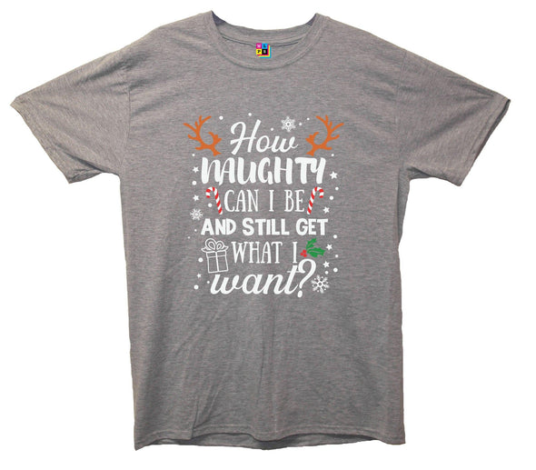 How Naughty Can I Be & Still Get What I Want Funny Christmas Printed T-Shirt - Mr Wings Emporium 