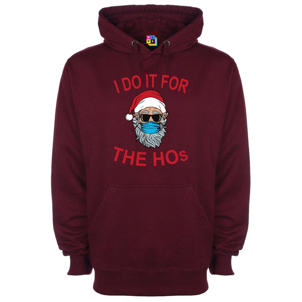 I Do It For The Ho's Masked Santa Printed Hoodie - Mr Wings Emporium 