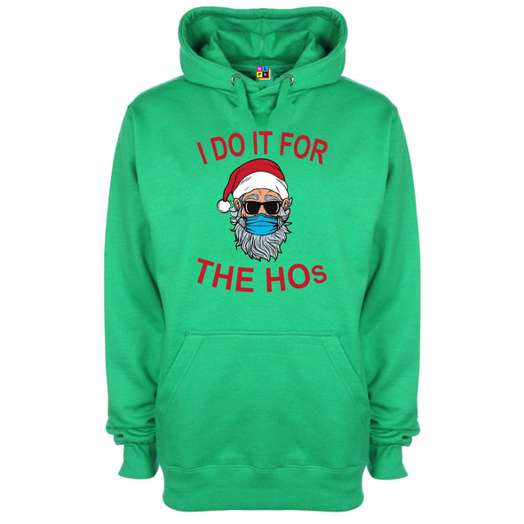 I Do It For The Ho's Masked Santa Printed Hoodie - Mr Wings Emporium 