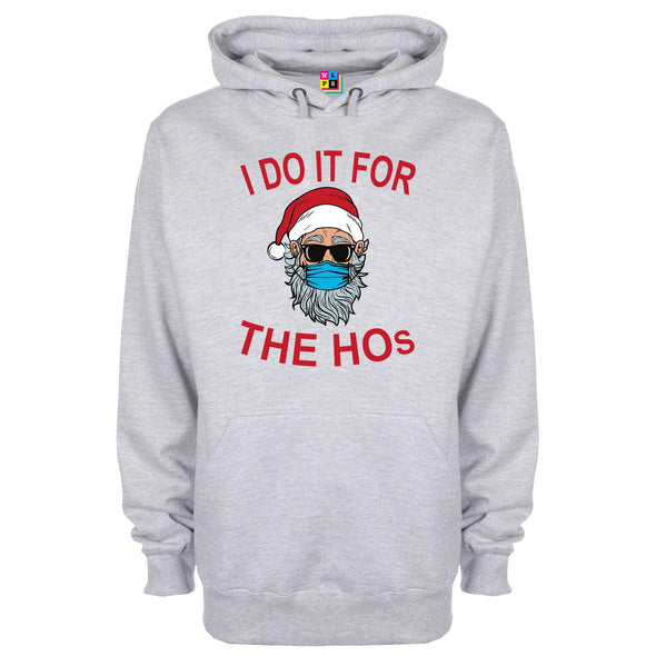 I Do It For The Ho's Masked Santa Printed Hoodie - Mr Wings Emporium 