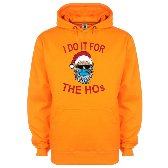 I Do It For The Ho's Masked Santa Printed Hoodie - Mr Wings Emporium 