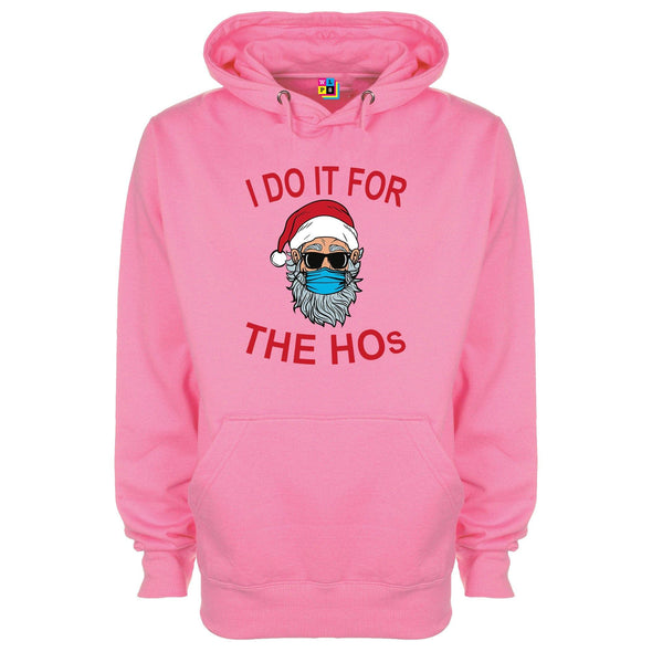 I Do It For The Ho's Masked Santa Printed Hoodie - Mr Wings Emporium 