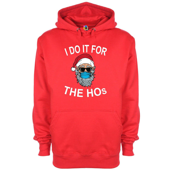 I Do It For The Ho's Masked Santa Printed Hoodie - Mr Wings Emporium 