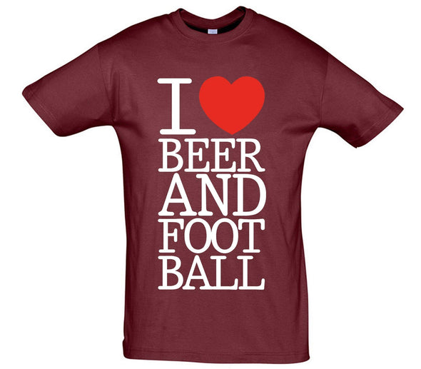 I Love Beer And Football Printed T-Shirt - Mr Wings Emporium 