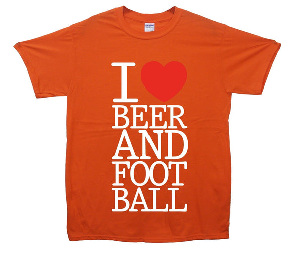 I Love Beer And Football Printed T-Shirt - Mr Wings Emporium 