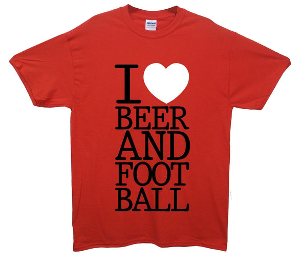 I Love Beer And Football Printed T-Shirt - Mr Wings Emporium 