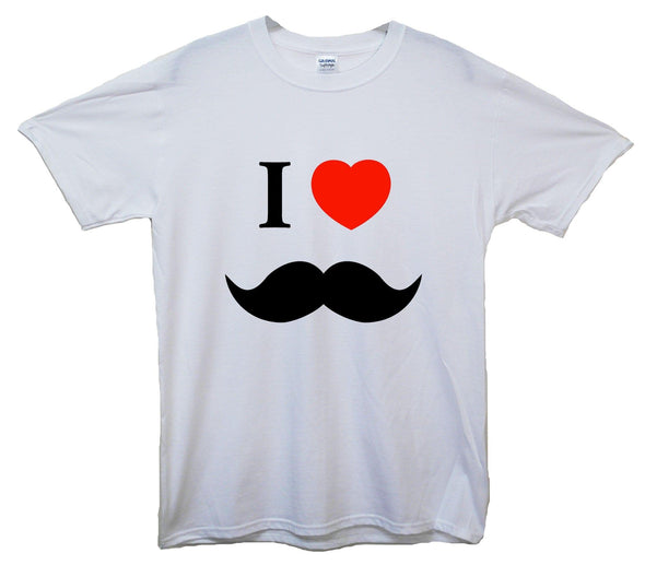 I Love Moustache Printed T-Shirt - Mr Wings Emporium 