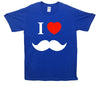 I Love Moustache Printed T-Shirt - Mr Wings Emporium 