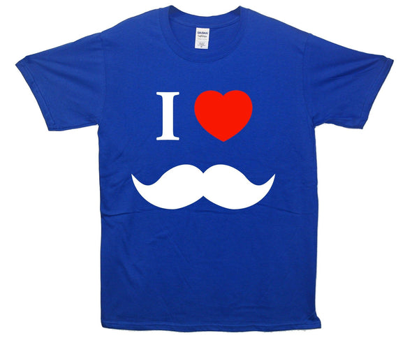 I Love Moustache Printed T-Shirt - Mr Wings Emporium 