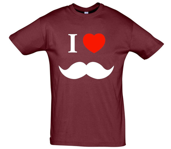 I Love Moustache Printed T-Shirt - Mr Wings Emporium 