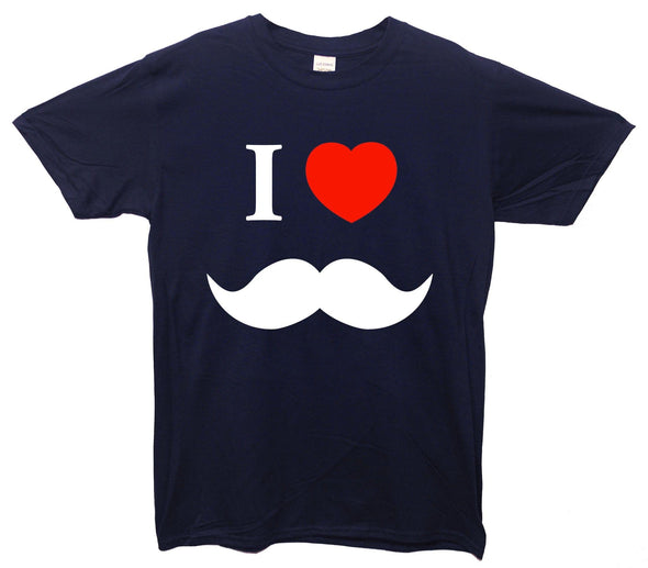 I Love Moustache Printed T-Shirt - Mr Wings Emporium 