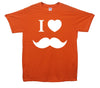 I Love Moustache Printed T-Shirt - Mr Wings Emporium 