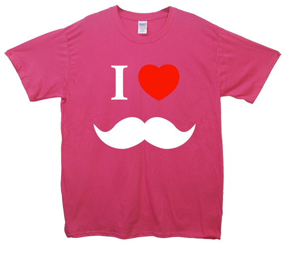 I Love Moustache Printed T-Shirt - Mr Wings Emporium 