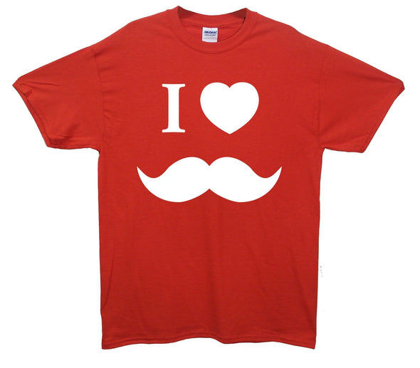 I Love Moustache Printed T-Shirt - Mr Wings Emporium 