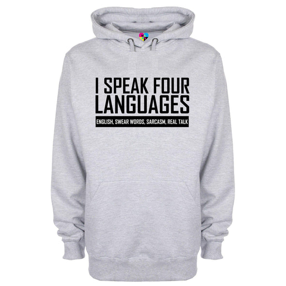 I Speak Four Languages Printed Hoodie - Mr Wings Emporium 