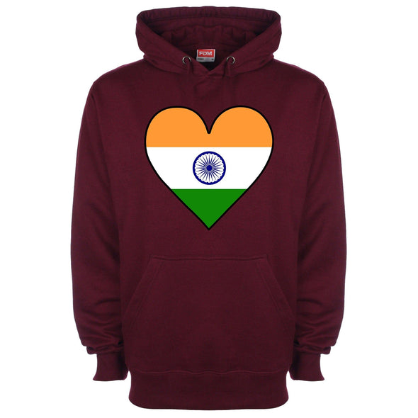 India Flag Heart Printed Hoodie - Mr Wings Emporium 