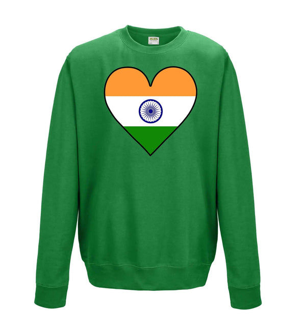 India Flag Heart Printed Sweatshirt - Mr Wings Emporium 