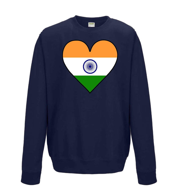 India Flag Heart Printed Sweatshirt - Mr Wings Emporium 