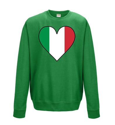 Italy Flag Heart Printed Sweatshirt - Mr Wings Emporium 