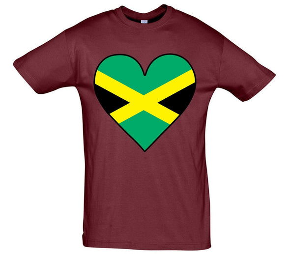 Jamaica Flag Heart Printed T-Shirt - Mr Wings Emporium 