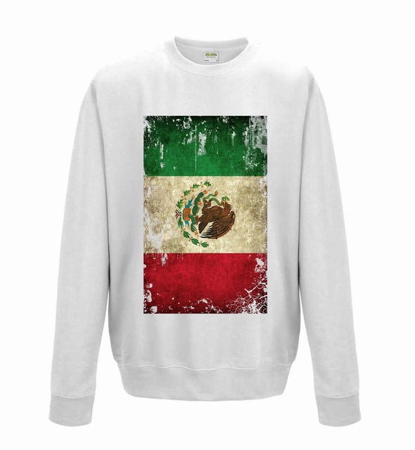 Mexico Distressed Flag Printed Sweatshirt - Mr Wings Emporium 