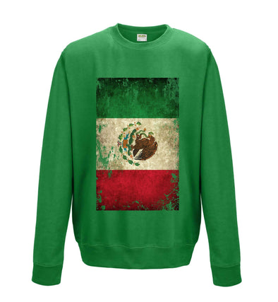 Mexico Distressed Flag Printed Sweatshirt - Mr Wings Emporium 