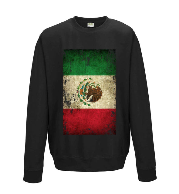 Mexico Distressed Flag Printed Sweatshirt - Mr Wings Emporium 