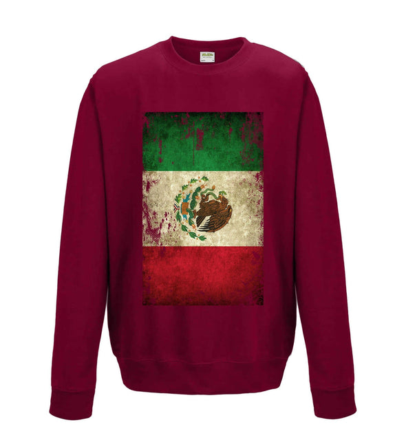 Mexico Distressed Flag Printed Sweatshirt - Mr Wings Emporium 