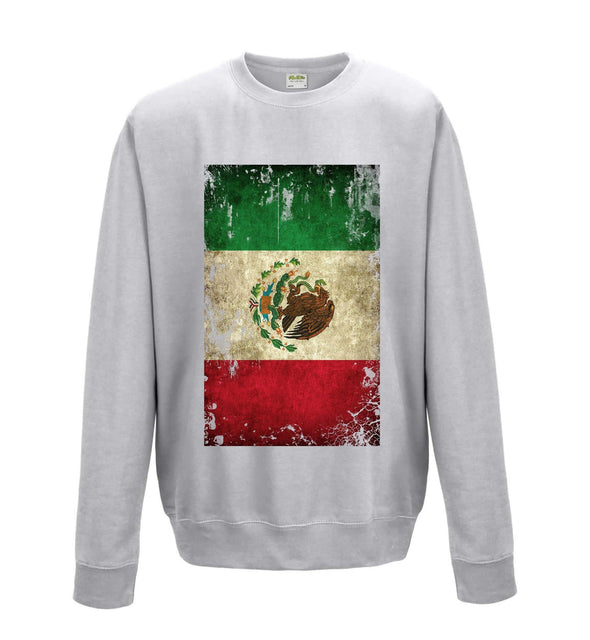 Mexico Distressed Flag Printed Sweatshirt - Mr Wings Emporium 