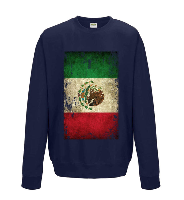 Mexico Distressed Flag Printed Sweatshirt - Mr Wings Emporium 