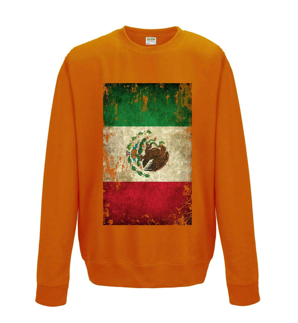 Mexico Distressed Flag Printed Sweatshirt - Mr Wings Emporium 