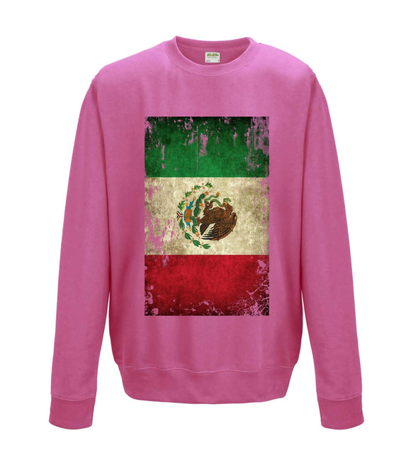 Mexico Distressed Flag Printed Sweatshirt - Mr Wings Emporium 